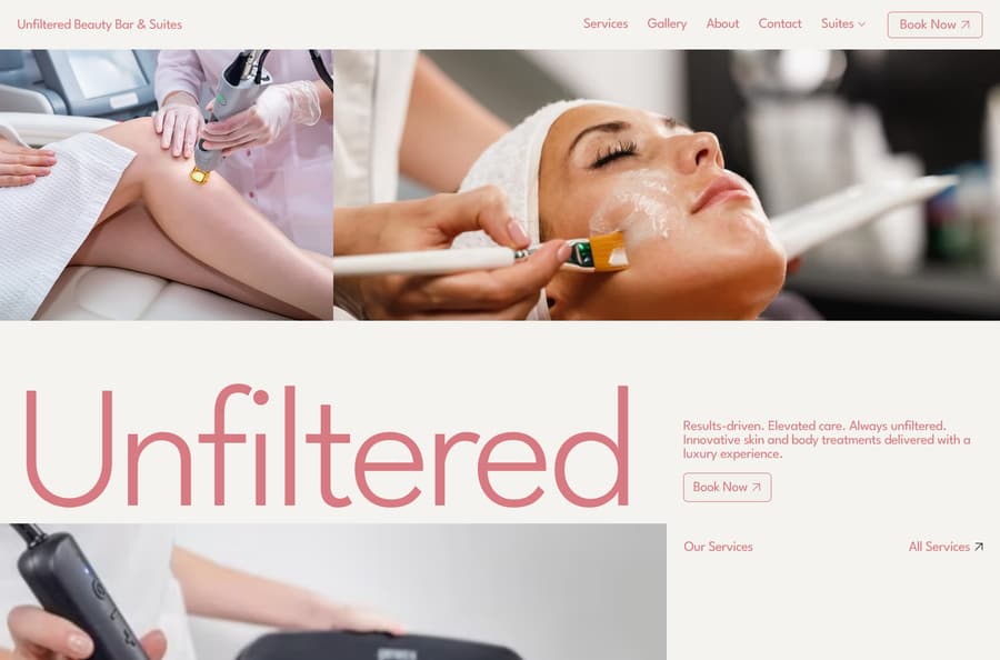 Unfiltered Beauty Bar & Suites website